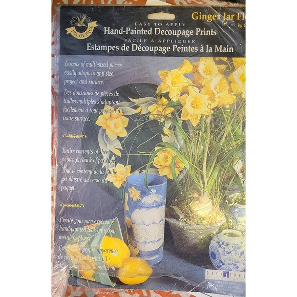 Anita's decoupage daffodils Hand Painted Decoupage prints 1995 - Picture 1 of 4